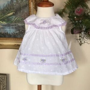 Baby Girl White Eyelet Purple Rose Dress NWT